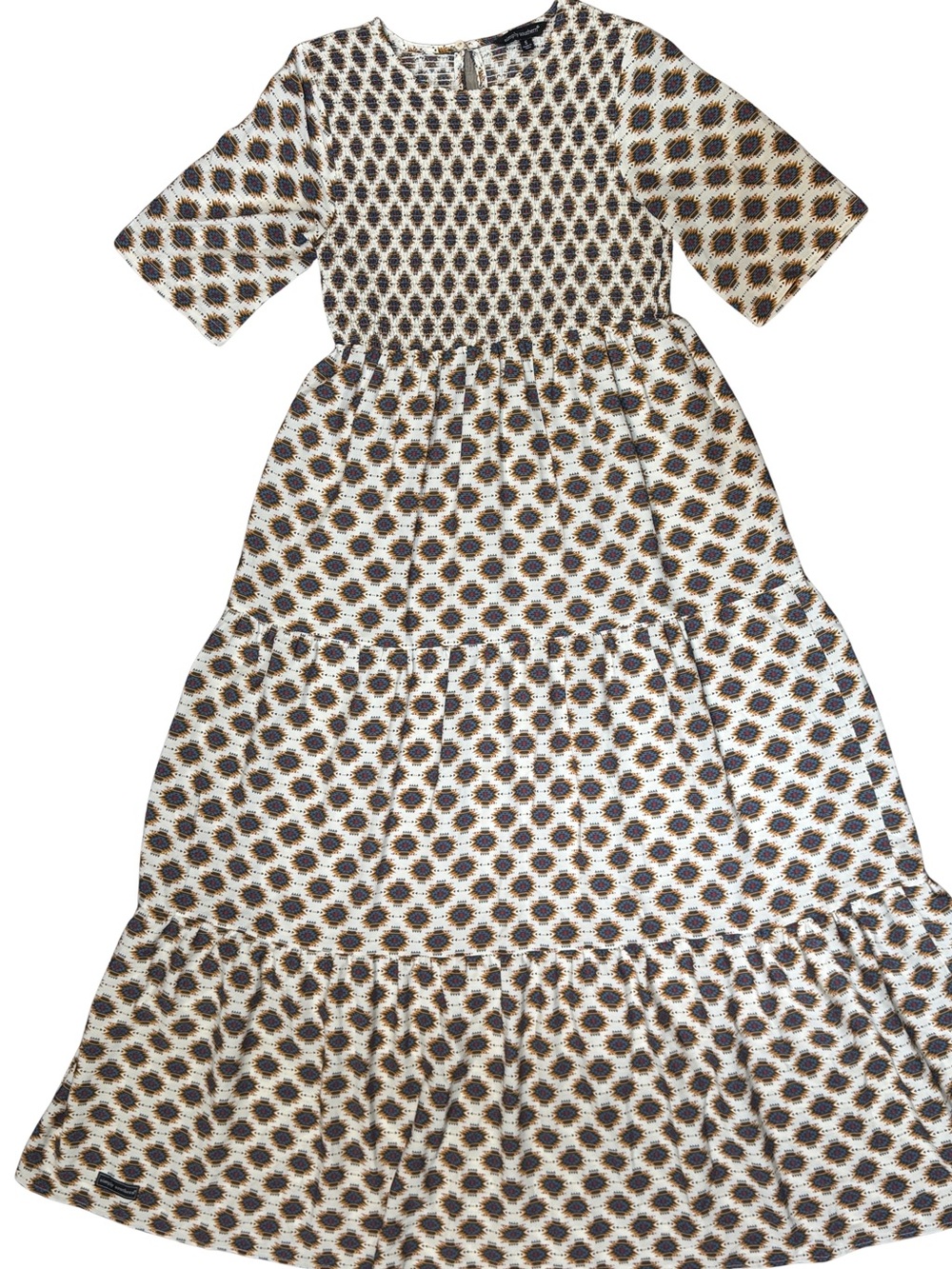 Simply Southern Aztec Printed Tiered Dress - Beige, Mustard, Blue, Burgundy